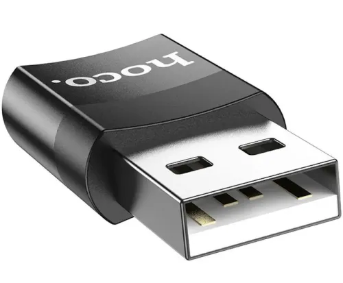 Универсальный переходник Hoco UA17 USB to Type-C с функцией зарядки и передачи данных до 480 Мбит/с, Адаптер Хоко юсб на USB-C 3A 60W Черный