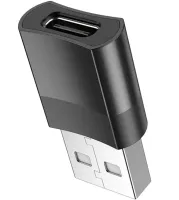 Универсальный переходник Hoco UA17 USB to Type-C с функцией зарядки и передачи данных до 480 Мбит/с, Адаптер Хоко юсб на USB-C 3A 60W Черный