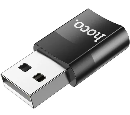 Универсальный переходник Hoco UA17 USB to Type-C с функцией зарядки и передачи данных до 480 Мбит/с, Адаптер Хоко юсб на USB-C 3A 60W Черный
