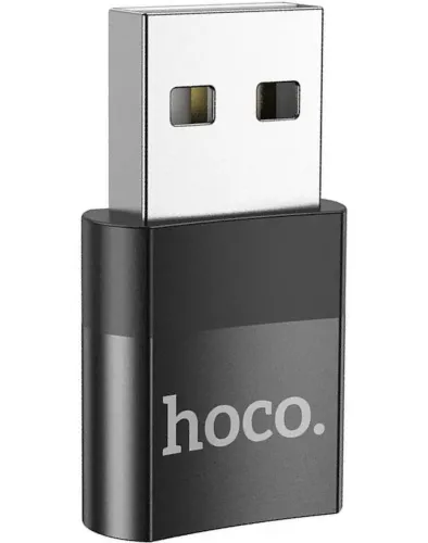 Универсальный переходник Hoco UA17 USB to Type-C с функцией зарядки и передачи данных до 480 Мбит/с, Адаптер Хоко юсб на USB-C 3A 60W Черный
