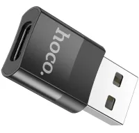 Универсальный переходник Hoco UA17 USB to Type-C с функцией зарядки и передачи данных до 480 Мбит/с, Адаптер Хоко юсб на USB-C 3A 60W Черный