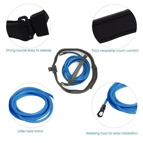 Регульований поясний ремінь для тренувань плавання Swimming Training Belt в басейні, Тренувальні гумки для навчання плаванню дорослих і дітей