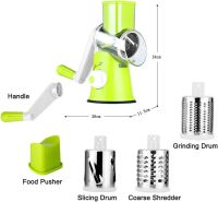 Багатофункціональний мультислайсер Kitchen Master овочерізка для нарізування овочів і фруктів 3 насадки, Ручна овочерізка терка Кітчен майстер Зелена