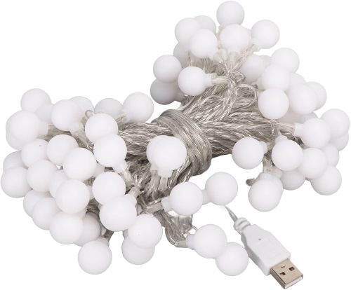 Внутрішня Світлодіодна гірлянда кульки 6м 40 LED кульок від USB Теплий білий, новорічна гірлянда 6 метра для будинку від юсб тепла Біла