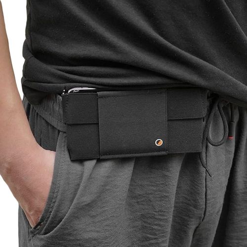 Поясна сумка бананка Mini Belt Bag ISKYBOB 7452 для документів і телефону без застібки, сумочка органайзер на пояс і ремінь чоловіків і жінок Чорна