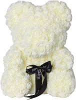 Маленький мишка из искусственных 3D роз Teddy Bear de Luxe 25 см White, белый медведь Тедди