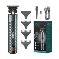 Беспроводная аккумуляторная машинка VGR V-077 для стрижки волос, Аккумуляторный триммер бритва для окантовки бороды и усов с LCD дисплеем и насадками