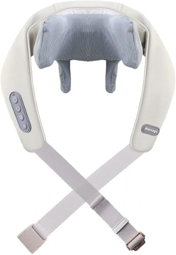 Електричний ударний масажер Electric Neck Massager XL - 653 з підігрівом для спини, плечей і шиї, акумуляторний роликовий масажер MAG - 724 Сірий