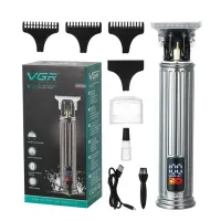 Беспроводная профессиональная машинка для стрижки волос и бороды VGR V-078, Аккумуляторный водонепроницаемый триммер бритва для бритья Серебристый