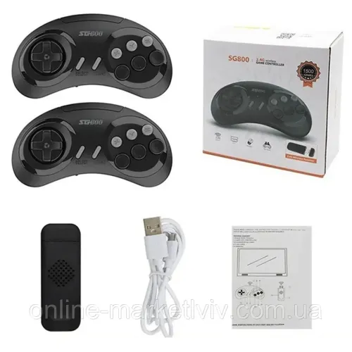 Игровая видео приставка Sega Game Controller SG800 8bit 1600 игр с 2 беспроводными джойстиками, Беспроводная консоль Dendy HDMI для телевизора