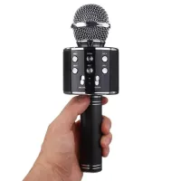 Бездротовий караоке мікрофон WSTER WS-858 Bluetooth USB AUX FM з вбудованим динаміком 5W, блютуз мікрофон з регулятором гучності Q858 для співу