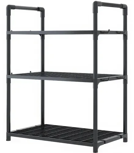 Кухонна Полиця органайзер Kitchen Storage Rack YX544-4 для зберігання кухонного приладдя 3 яруси рівня, стійка стелаж з гачками для кухні