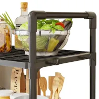 Кухонна Полиця органайзер Kitchen Storage Rack YX544-4 для зберігання кухонного приладдя 3 яруси рівня, стійка стелаж з гачками для кухні