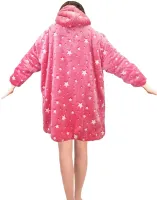 Світний дорослий худі толстовка Huggle Hoodie Stars Dream 2в1 унісекс оверсайз толстовка-плед з кишенею та капюшоном на флісі 126х180 Рожева, що світиться