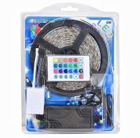 Комплект світлодіодної LED стрічки 5050 RGB Всі кольори 12V кольорова 5м пульт блок, різнобарвна в силіконі SMD5050 багатобарвна світлодіодна стрічка