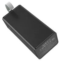 Зовнішній акумулятор з швидкою зарядкою Power Bank Hoco J86 40000mah 22.5 W, Портативна батарея повербанк Хоко 18w з ліхтариком і ремінцем Чорний