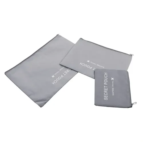 Набір дорожніх сумок органайзерів Secret Pouch 6 штук Сірі, чохли мішки для зберігання одягу у валізі, водонепроникні для подорожей laundry