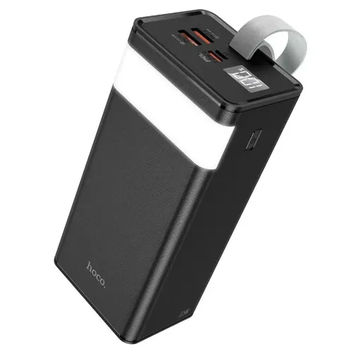 Зовнішній акумулятор з швидкою зарядкою Power Bank Hoco J89A 60000MAH 22.5 W, Портативна батарея повербанк Хоко 18w з ліхтариком і ремінцем Чорний