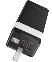 Зовнішній акумулятор з швидкою зарядкою Power Bank Hoco J89A 60000MAH 22.5 W, Портативна батарея повербанк Хоко 18w з ліхтариком і ремінцем Чорний