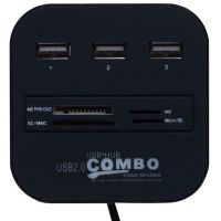 Розгалужувач USB Hub Combo C329 7в1 MicroSD MS M2 MMC, Концентратор хаб картрідер 3 юсб порти до 480 Мбіт/с для комп'ютера і ноутбука Чорний