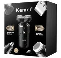 Чоловіча акумуляторна електробритва тример 5 в 1 Kemei KM-1004 для стрижки і гоління волосся, бороди, носа і вух зі змінними насадками епілятор 5W