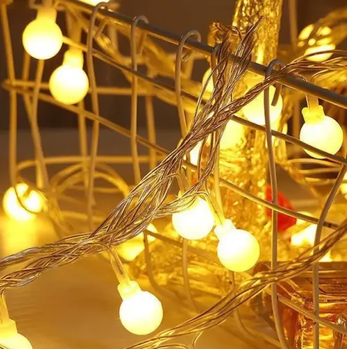 Внутрішня Світлодіодна гірлянда кульки 3м 20 led кульок на батарейках Теплий білий, новорічна гірлянда 3 метри для будинку від батарейок тепла Біла