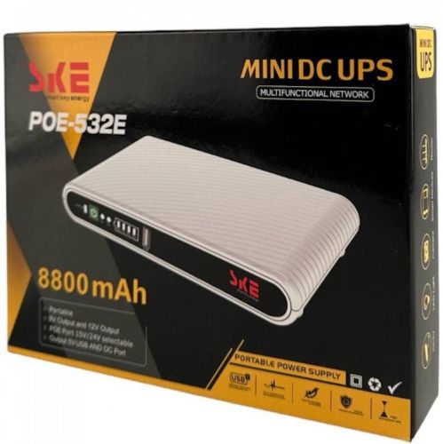 Джерело безперебійного живлення ДБЖ UPS SKE POE-532E для WI-Fi роутера 5V 9V 12V Power Bank 8800 mAh бесперебойник 17W для PoE 15V 24V модему Білий