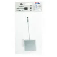 Кабель, адаптер, конвертер Buro Type-C на HDMI, USB 3.0, Type C, 3 в 1 концентратор для пристроїв з Type з портом, Перехідник hub розгалужувач білий