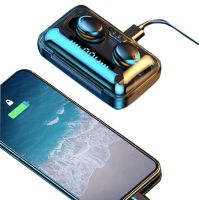 Бездротові Bluetooth навушники Amoi TWS BTH F9 з LED дисплеєм і індикатором заряду, сенсорні навушники з вбудованим Power Bank на 2000 маг чорні
