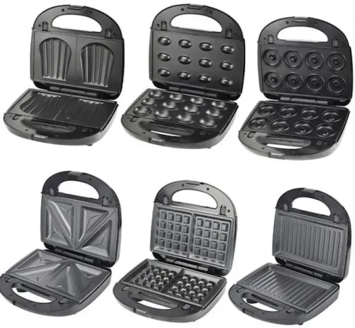 Электрическая сэндвичница, бутербродница Sandwich Maker Opera OP-909 2500W с 6 съемными формами гриль, вафельница, орешница с антипригарным покрытием