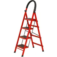 Складная односторонняя стремянка лестница на 4 ступени Forte LFD131TB до 150 кг, четырехступенчатая семейная стремянка Технолог 152х50 см для дома