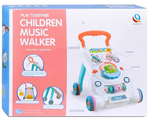Детские развивающие ходунки каталка Qichun Toys 696-R15 2в1, Детский ходунок Children Music Walker на колесиках с музыкальными эффектами для детей