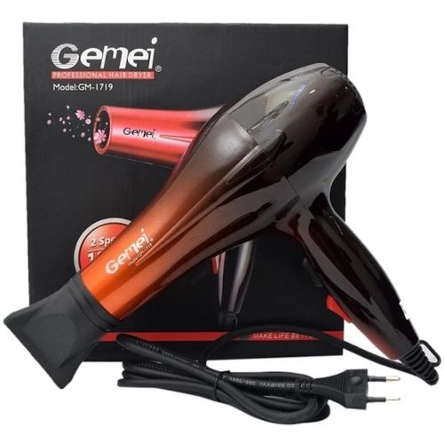 Професійний фен GEMEI GM-1719 для укладання і сушіння волосся з концентратором 1800W, електричний фен з холодним обдувом і насадкою 3 режими