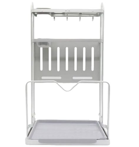 Кухонний органайзер сушарка Kitchen Rack CW-2001H для зберігання і сушіння столових приладів, Підставка стелаж для посуду дощечки і ножів Сріблястий