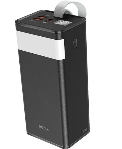 Зовнішній акумулятор з швидкою зарядкою Power Bank Hoco J89A 60000MAH 22.5 W, Портативна батарея повербанк Хоко 18w з ліхтариком і ремінцем Чорний