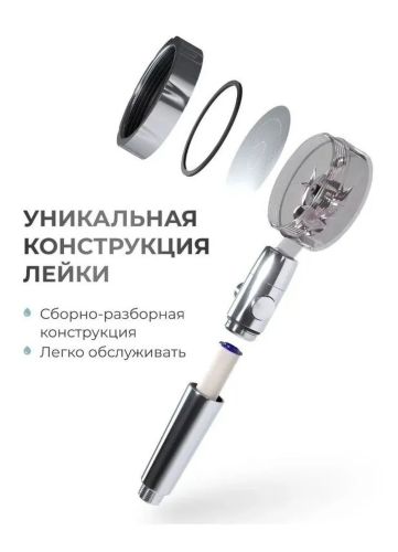 Душевая лейка с турбо вентилятором Turbocharged SV-26 вращающаяся на 360 градусов, насадка для душа турбовращением, турбо-лейка с рисунком воды