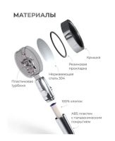 Душевая лейка с турбо вентилятором Turbocharged SV-26 вращающаяся на 360 градусов, насадка для душа турбовращением, турбо-лейка с рисунком воды