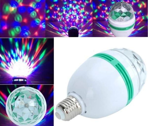 Світлодіодна обертається LED лампа для вечірок Ly-399 Диско лампочка E27 з патроном в розетку 220V