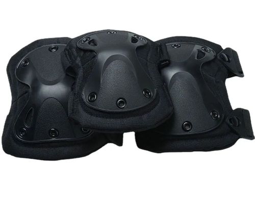 Комплект защиты наколенники и налокотники Eagle KN-04 Черные, регулируемые для локтей и колен, военные, тактические ударопрочные с быстрым сбросом