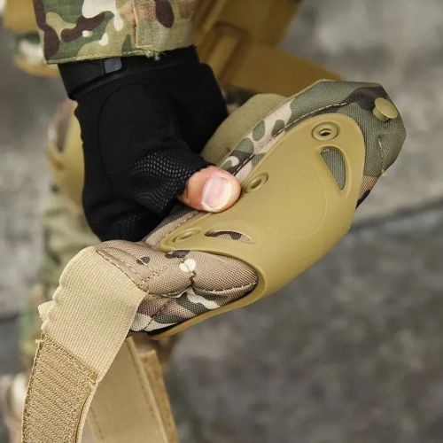 Комплект захисту наколінники і налокітники Eagle KN-04 Камуфляжні, регульовані для ліктів і колін військові тактичні ударостійкі зі швидким скиданням