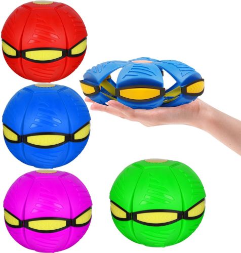 Літаючий м'яч фрісбі Flat ball disk з LED підсвічуванням Сяючий складаний ігровий диск трансформер плоский для активних ігор на природі та вдома