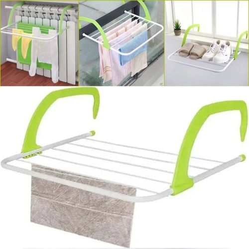 Навісна сушарка для білизни Fold Clothes Shelf Зелена, знімна переносна сушка для одягу та взуття, підвісна на батарею, ванну, двері, підвіконня