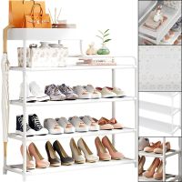 Обувниця з полицею для аксесуарів Araqel Shoe Rack стелаж органайзер для зберігання взуття 60х21х78 см металева стійка на 5 полиць в передпокій Біла