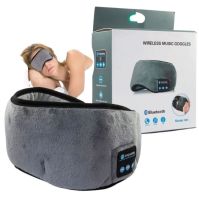 Маска для сну і відпочинку 3D Music Goggles AND183 з Bluetooth гарнітурою, USB Пов'язка на очі з навушниками на липучці з акумулятором сіра