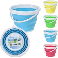 Складное силиконовое ведро на 5 литров Collapsible Bucket Emmer CB-5, туристическое универсальное круглое ведро Supretto с ручкой 5л