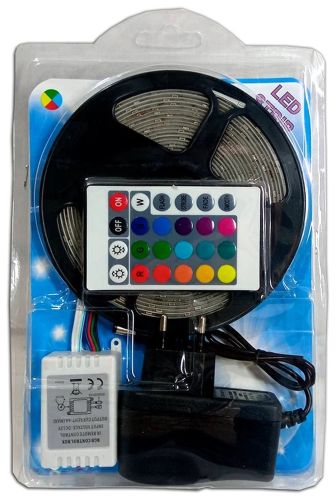 Комплект Светодиодная LED лента 3528 RGB Все цвета 12V цветная 5м пульт блок, разноцветная в силиконе SMD2835 многоцветная светодиодной ленты