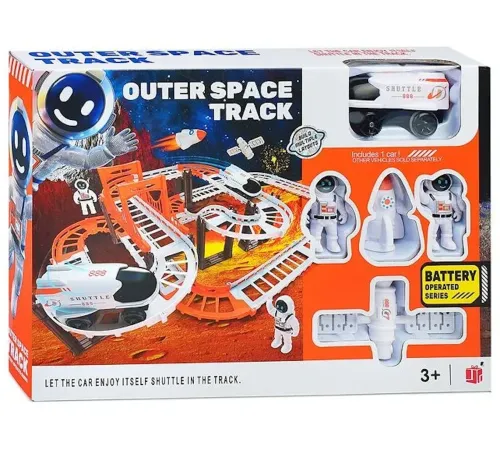 Конструктор космічний автотрек Outer Space Track LT243173 зі звуковими ефектами і світлом з шатлом, мостом і космонавтами 888-86 42 деталі Білий