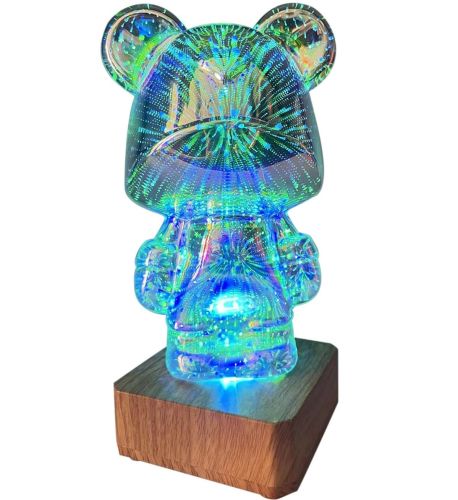 Проекционный светодиодный RGB светильник медведь фейерверк Atmosphere Light YD-340, Акриловый ночник 3D Мишка фейерверк 7 цветов MAG-732 от USB