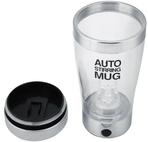 Автоматическая прозрачная кружка мешалка Auto Stirring Mug 400 мл, Термокружка шейкер с миксером для размешивания кофе, смузи коктейлей на батарейках