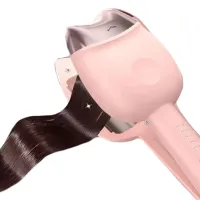 Керамічна плойка для завивки волосся 32 мм Egg Roll Stick XL-290 45W, керамічні щипці для завивки волосся з подвійним циліндром для локонів рожева